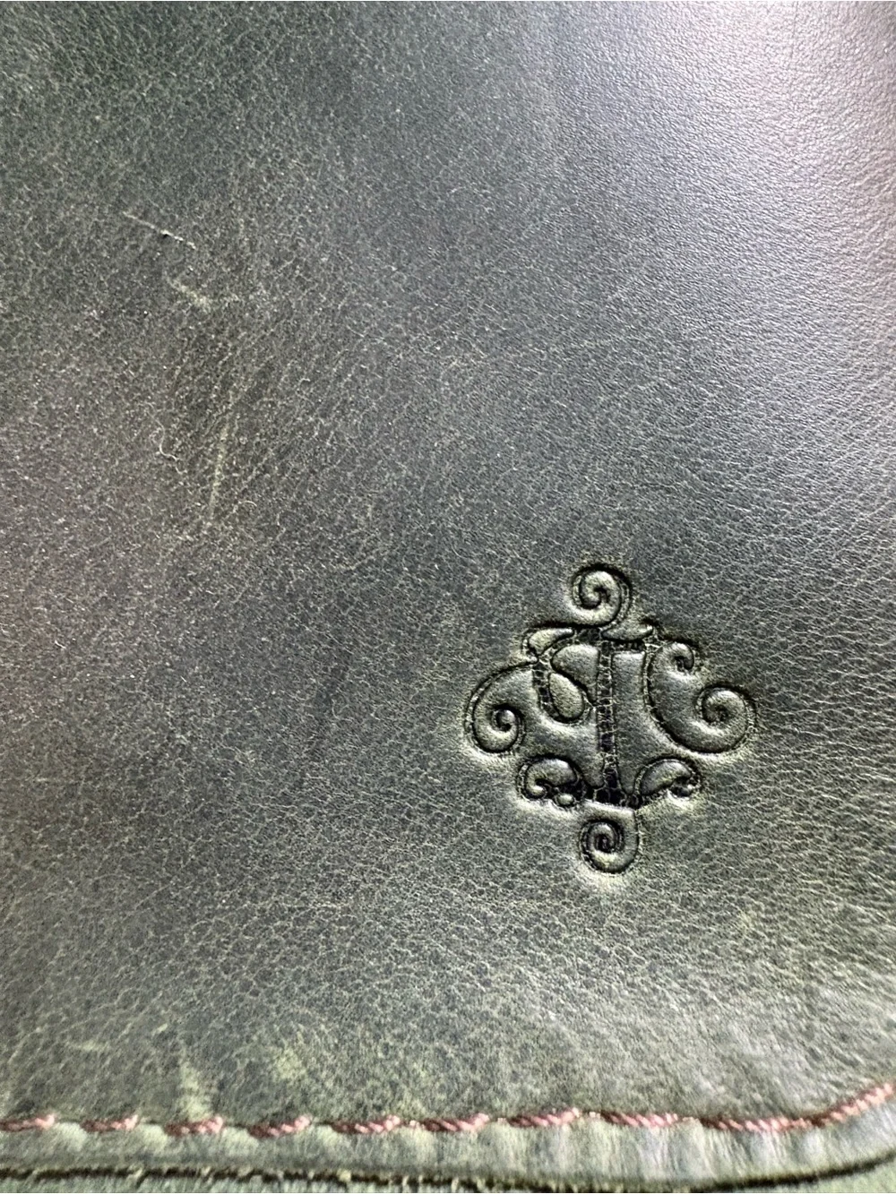 Green leather tote bag